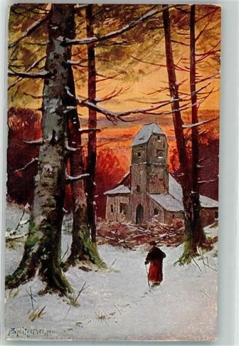 1906 Kirchgang Winterlandschaft