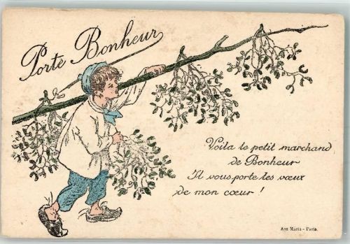 1919 Kind Mistelzweige Glücksbringer
