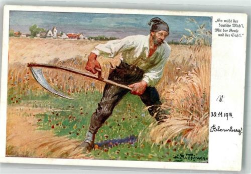 1914 sign.Wopfner Joseph So mäht d. deutsche Mich`l Wohlfahrts-Ausschuß