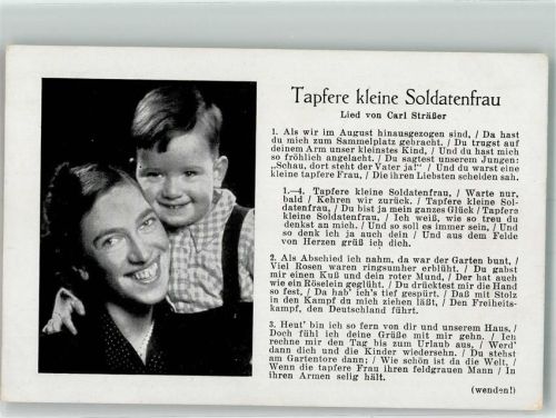 Text des Liedes Tapfere kleine Soldatenfrau von Carl Sträßer Verlag Robert Franke 3