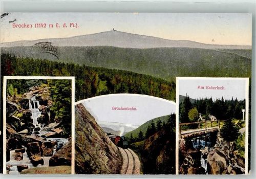 Brocken 1925 Eisenbahn Brockenbahn Stempel Postbriefkasten am Wasserfall Steinerne Renne