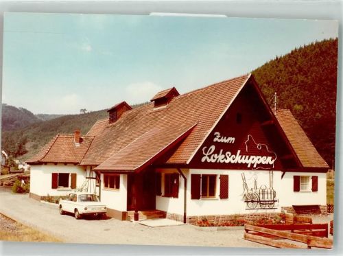 Elmstein Gasthaus Zum Lokschuppen Oldtimer Ort handschriftlich Foto Original aus Archiv eines Ansichtskartenverlags