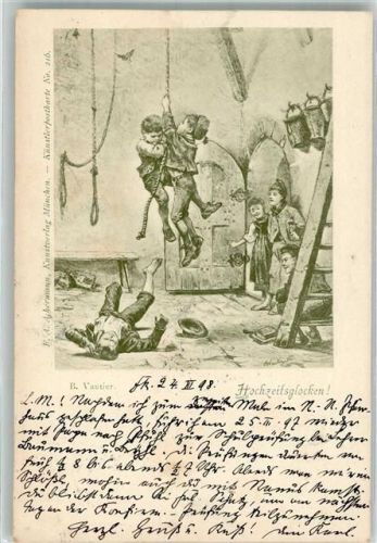1898 sign. Vautier Kinder läuten die Hochzeitsglocken Verlag Ackermann No. 216