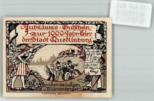 Quedlinburg 1922 50 Pfennig Jubiläums-Gutschein