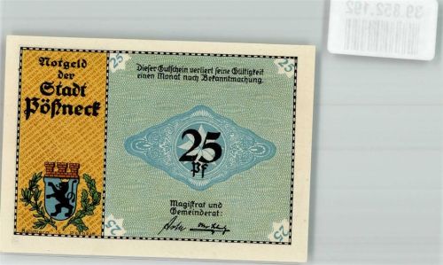 Pößneck 25 Pf. Gutschein Rotationsdruckmaschine