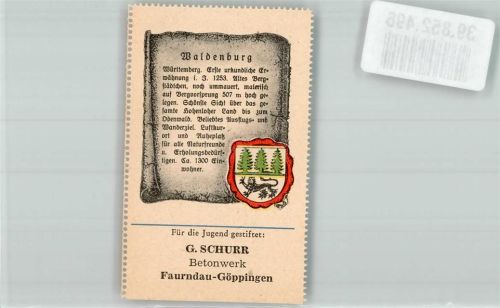 Hohebuch, Gem Waldenburg F. d. Jugend gestiftet G. Schurr Betonwerk Faurndau -Göppingen