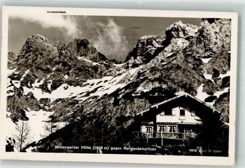 Mittenwald 1935 Hüttenstempel Mittenwalder Hütte Hans Huber Karte Nr. 10216