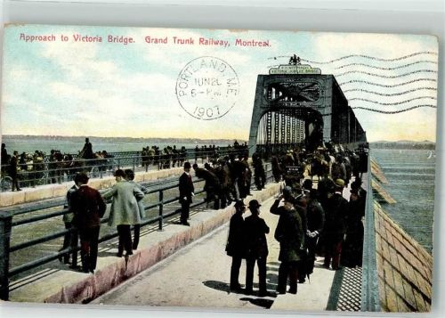 Montreal 1907 Approach to Victoria Bridge Eisenbahn- Brücke