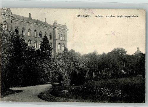 Schleswig 1914 Parkanlagen vor dem Regierungsgebäude