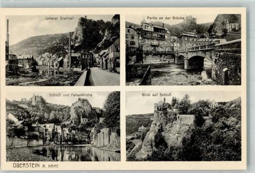 Idar-Oberstein Schloss u. Felsenkirche Unterer Stadtteil Foto Original aus Archiv eines Ansichtskartenverlags