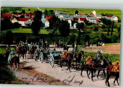 1916 Stellungswechsel einer deutschen berittenen Artillerieabteilung Feldpost 3. Feld-Art.-Regt.