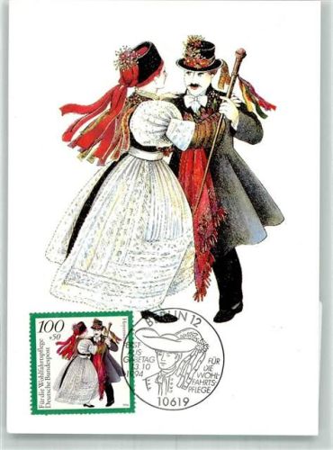 Hoyerswerda Tanzendes Paar in der örtlicher Tracht Künstlerkarte Sonderstempel Erstausgabe