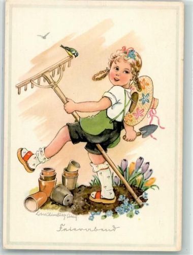 Kind Gärtnerin sign. Lotte Oldenburg Wittig Verlag Schwerdtfeger 9555