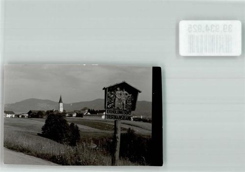 Thurmansbang Handgeschnitzter Wegweiser mit Kirche St. Markus Foto Original aus Archiv eines Ansichtskartenverlags Ort handschriftlich
