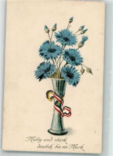 Bänder umd die Blumenvase mit Kornblumen Muti und stark deutsch bis ins Mark Verlag WS + SB 33