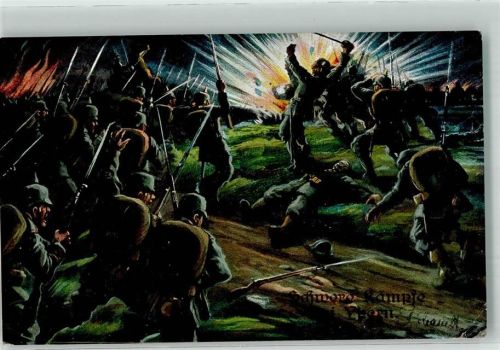 Ypres 1915 Deutscher Angriff im Granathagel L & P 1710 Feldpost WK I 30. Res.-Div.