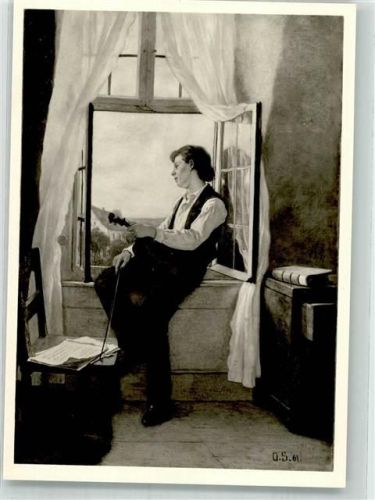 sign. Scholderer Otto Der Geiger am Fenster