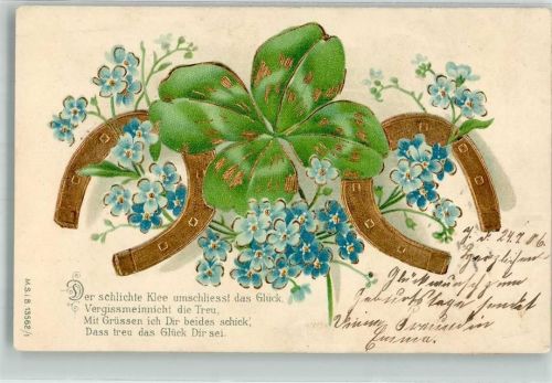1906 Glücksklee Hufeisen und Vergissmeinnicht M.S.i.B. 13562/1