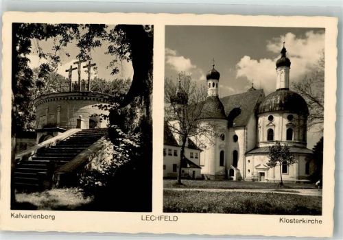 Klosterlechfeld 1934 Klosterkirche und Kalvarienberg