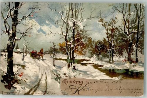 1902 sign. Guggenberger T. Sonntag Pferdeschlitten