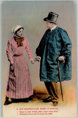 1934 Mann und Frau in landestypischer Tracht aus Sarthe Fotograf Dolbean