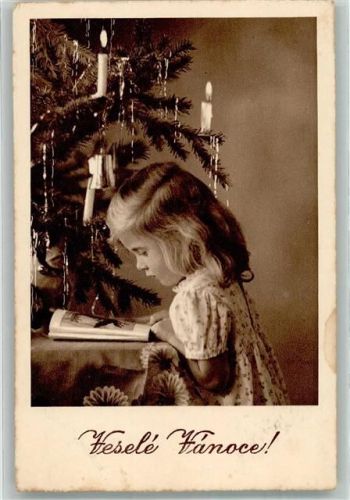 1942 Kind am Weihnachtsbaum Vesele Vanoce Weihnachten