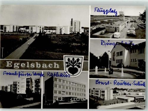 Egelsbach Rathaus Flugplatz Bürgerhaus Wappen Foto Original aus Archiv eines Ansichtskartenverlags