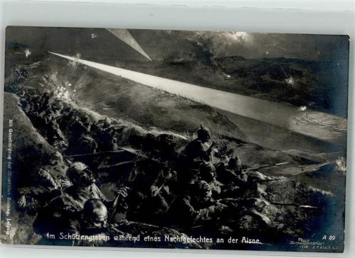 Nachtgefecht an der Aisne sign. Schwormstädt