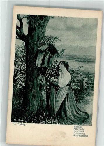 Frau Gebet Andacht sign. O.P. Berg
