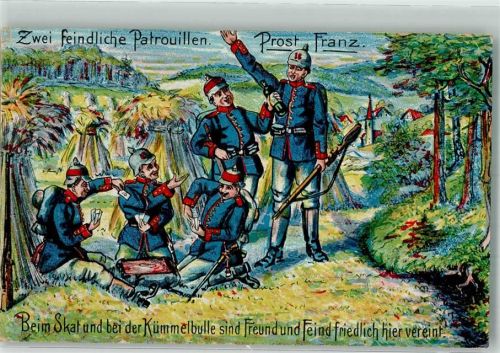 1914 Landser in der Uniform der Kaiserlichen Armee beim Skat Noever & Co. 333