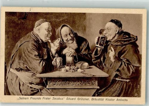Andechs Bierkrug Zigarre Frater Jacobus Eduard Grützner Bräustüberl