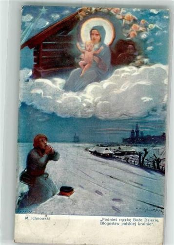 1910 sign. M. Ichnowski Maria und das Christkind