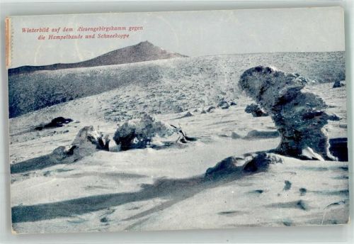 Schneekoppe 1920 Winter Hampelbaude Hüttenstempel