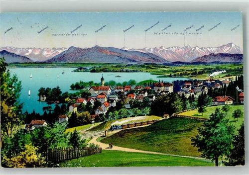 Tutzing 1925 Der Ort am Starnberger See mit St. Peter und Paul Kirche und Alpenpanorama Verlag Zieher, Ottmar