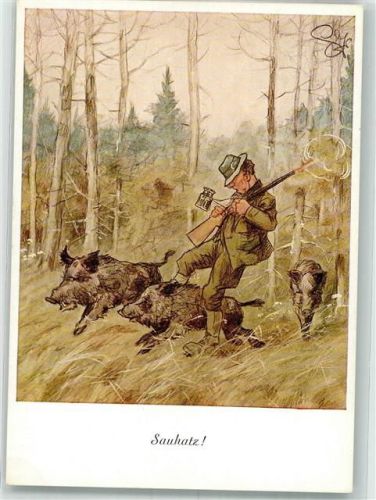 Jagd Fernglas Flinte sign. Geilfus H. Verlag Köhn Nr.2302