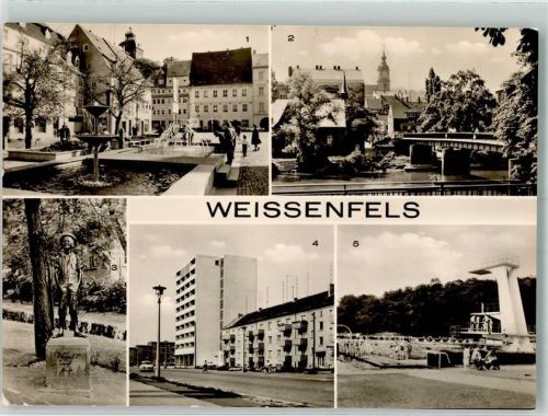 Weißenfels 1974 Denkmal Schusterjunge Schwimmbad Karl-Mars-Platz