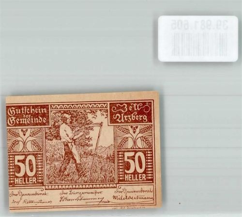 8162 Arzberg 1920 Notgeldschein 50 Heller