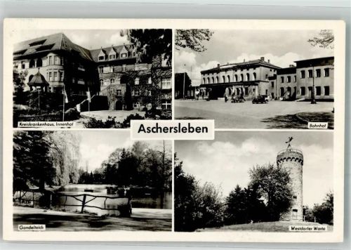 Aschersleben 1964 Bahnhof Krankenhaus Aussichtsturm Westdorfer Warte
