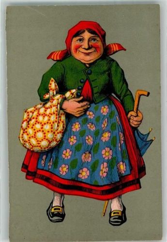 1924 Ältere Frau im geblümten Trachtenkleid