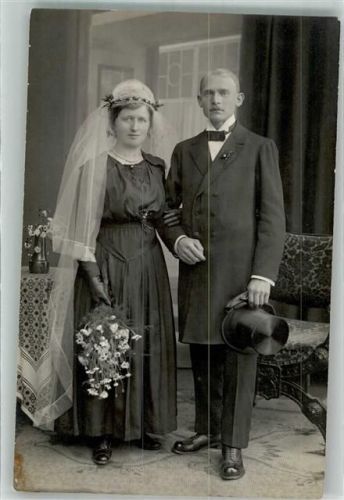 Fellbach 1919 Brautpaar Ort handschriftlich