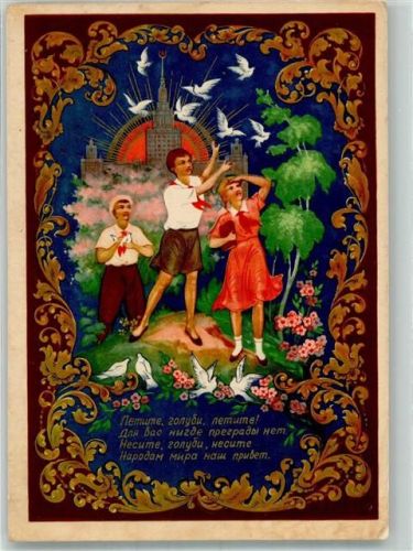 Kinder mit Friedenstauben Russland AK