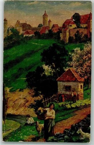 Rothenburg 1918 sign. Zeltner, Philipp Blick von der alten Burg Nr. 413