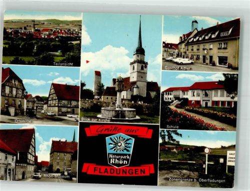 Fladungen Kath. Pfarrkirche St. Kilian Ortsmitte Zonengrenze Rhönmuseum Schule Gasthaus Adler