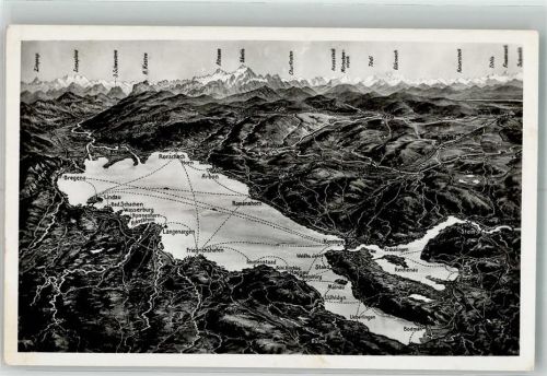 Friedrichshafen 1954 Vogelschau Bodensee-Panorama Notopfermarke Berlin