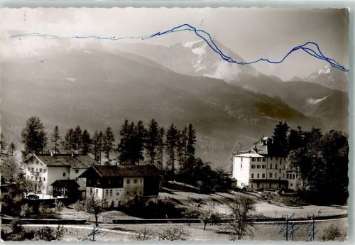 Alzing mit Genesungsheim Hochfelln und Hochgern Foto Original aus Archiv eines Ansichtskartenverlags Ort handschriftlich Farbstriche im Bild