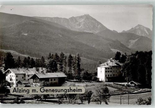 Alzing mit Genesungsheim Hochfelln und Hochgern Foto Original aus Archiv eines Ansichtskartenverlags