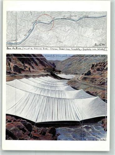 Christo Kunstopjekt Über dem Fluß Projekt für den Arkansas River Colorado