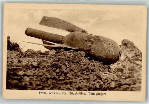 1916 WK I Franz schwere Ctr. Flügel Mine Blindgänger K.D. Feldpostexped. 29. Infanterie Div.
