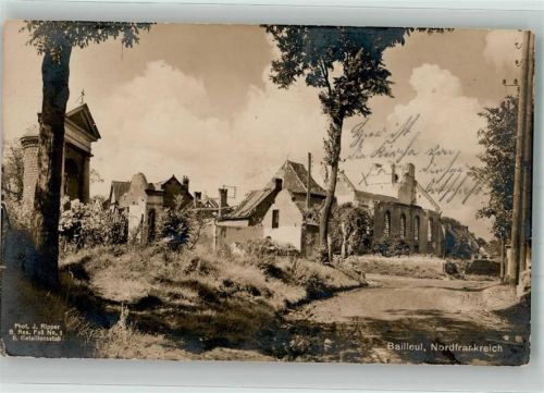 Bailleul 1916 zerstörte Gebäude WK I