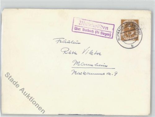 Bürbach Siegen Posthilfsstempel 1953